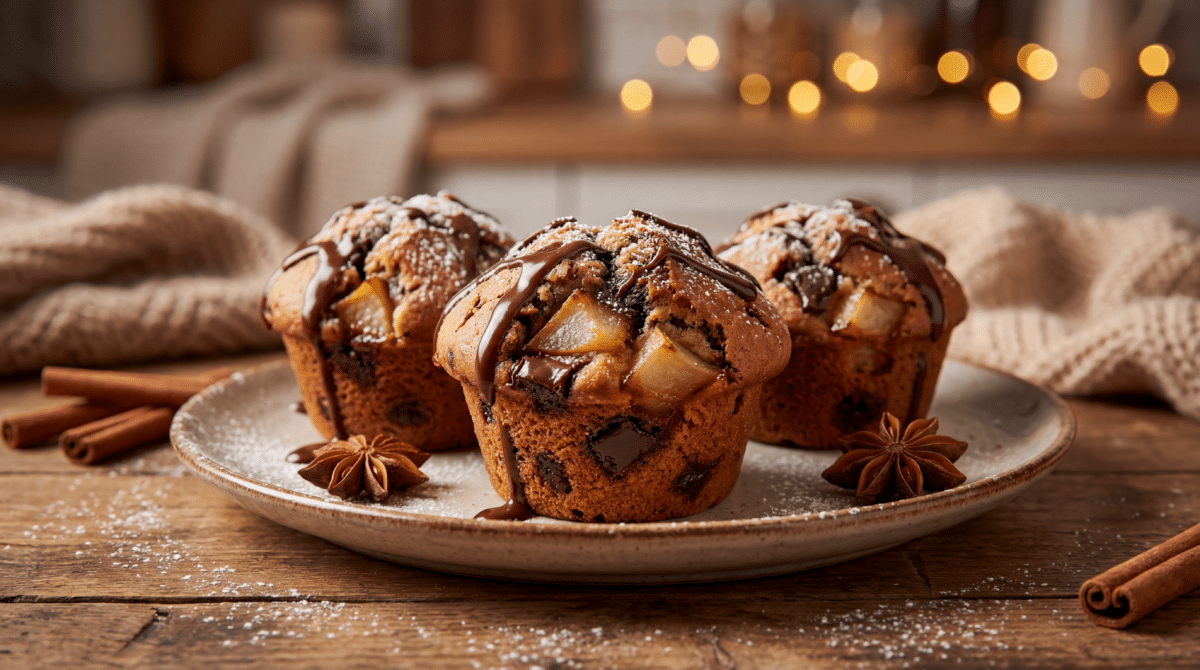 Muffins poire chocolat noir pour un goûter tout doux