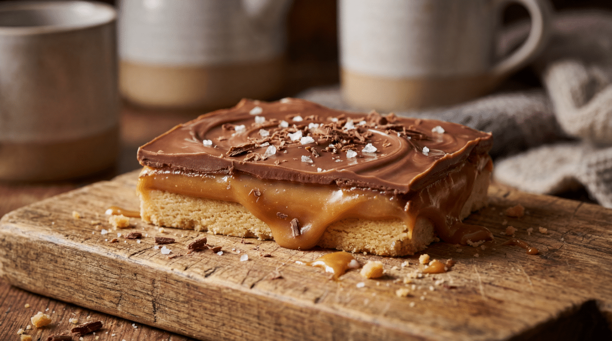 Twix maison façon millionaire shortbread : biscuit sablé, caramel fondant et chocolat au lait pour un goûter ultra gourmand